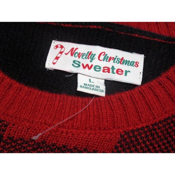Yo! Ho Ho Ho Santa Ugly Holiday Christmas Sweater sz L red plaid hip hop run dmc - Picture 3 of 5